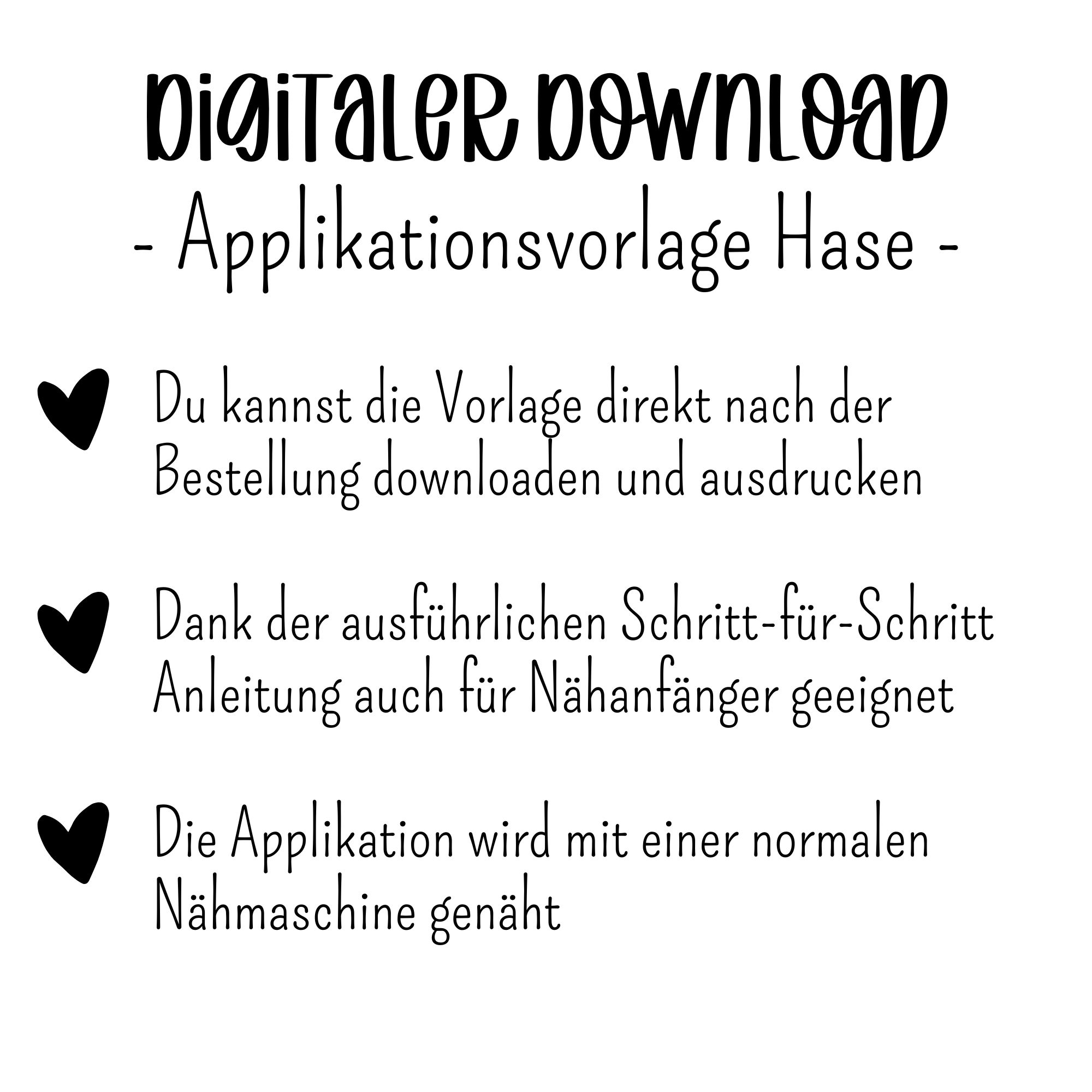 Applikation Hase - Digitale Vorlage