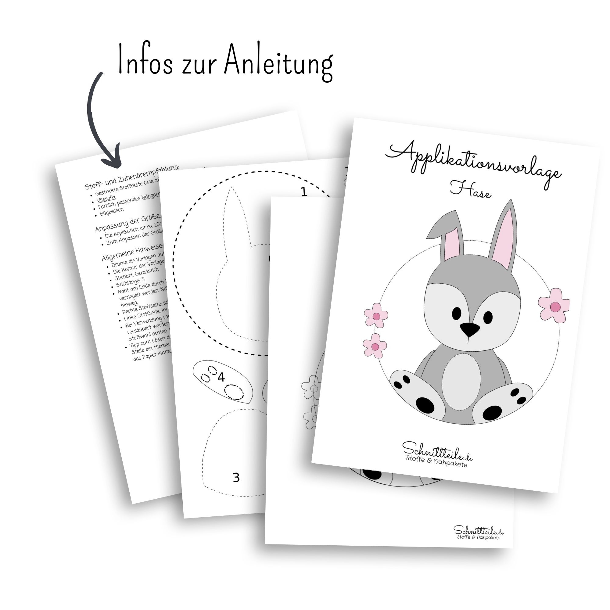 Applikation Hase - Digitale Vorlage